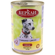 Беркли Local консервы для собак №2 Говядина с рисом, 400 г