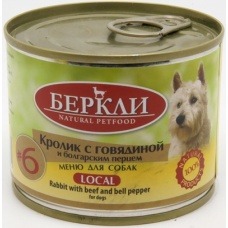 Беркли Local консервы для собак №6 Кролик с говядиной и болгарским перцем, 200 г